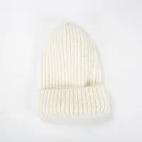 Korean Knitted Hat Autumn And Winter Warmth Fashion Striped Woolen Hat Solid Color Flanging Hedging Cold Hat sku image 12