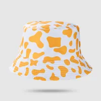 Milk Printing Bucket Hat Female Korean Style Reversible Hip Hop Cool Simple Short Brim Leisure Artistic Bucket Hat Male Harajuku Style sku image 2