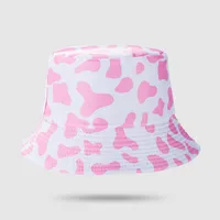 Milk Printing Bucket Hat Female Korean Style Reversible Hip Hop Cool Simple Short Brim Leisure Artistic Bucket Hat Male Harajuku Style sku image 5