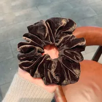 Cross-border South Korea Dongdaemun Autumn And Winter European And American Style Flannel Large Intestine Hair Ring Golden Velvet Cloth Top Cuft Hair Accessories First-hand Supply sku image 2