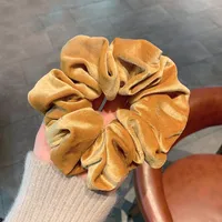 Cross-border South Korea Dongdaemun Autumn And Winter European And American Style Flannel Large Intestine Hair Ring Golden Velvet Cloth Top Cuft Hair Accessories First-hand Supply sku image 3