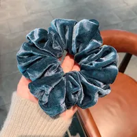 Cross-border South Korea Dongdaemun Autumn And Winter European And American Style Flannel Large Intestine Hair Ring Golden Velvet Cloth Top Cuft Hair Accessories First-hand Supply sku image 4