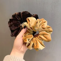 Cross-border South Korea Dongdaemun Autumn And Winter European And American Style Flannel Large Intestine Hair Ring Golden Velvet Cloth Top Cuft Hair Accessories First-hand Supply main image 6