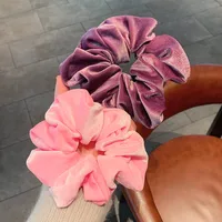 Cross-border South Korea Dongdaemun Autumn And Winter European And American Style Flannel Large Intestine Hair Ring Golden Velvet Cloth Top Cuft Hair Accessories First-hand Supply main image 5