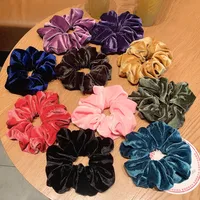 Cross-border South Korea Dongdaemun Autumn And Winter European And American Style Flannel Large Intestine Hair Ring Golden Velvet Cloth Top Cuft Hair Accessories First-hand Supply main image 4
