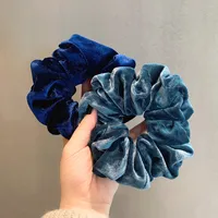 Cross-border South Korea Dongdaemun Autumn And Winter European And American Style Flannel Large Intestine Hair Ring Golden Velvet Cloth Top Cuft Hair Accessories First-hand Supply main image 3