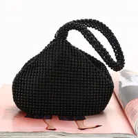 Black Gold Silver Solid Color Sequins Evening Bags sku image 1
