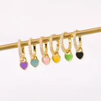 European And American Sterling Silver Needle Simple Multi-color Heart Geometric Ear Ring Celi French Ear Clip Silver Earrings Female Fashion Best-seller main image 1
