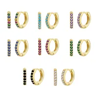 Cross-border Sterling Silver Needle Round Multi-color Ear Clip Ear Studs Simple Inlaid Zircon Personality Ins Geometric Trend Ear Buckle For Women main image 1
