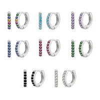 Cross-border Sterling Silver Needle Round Multi-color Ear Clip Ear Studs Simple Inlaid Zircon Personality Ins Geometric Trend Ear Buckle For Women main image 2