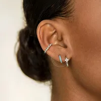Cross-border Sterling Silver Needle Round Multi-color Ear Clip Ear Studs Simple Inlaid Zircon Personality Ins Geometric Trend Ear Buckle For Women main image 5