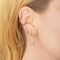 Cross-border Hot Selling Sterling Silver Needle One-piece Diamond Ear Chain Double Ring Ear Clip Fashion Trend Eardrop Earring Earrings For Women main image 4