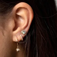 S925 Silver Needle Round Micro Inlaid Copper Ear Clip main image 2