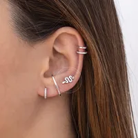 Sterling Silver Needle Europe And America Cross Border Ins Snake-shaped Diamond-embedded Small Animal Mix And Match Simple Stud Earrings Women's Fashion Trend main image 2