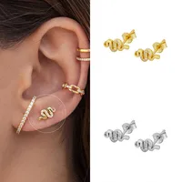 Sterling Silver Needle Europe And America Cross Border Ins Snake-shaped Diamond-embedded Small Animal Mix And Match Simple Stud Earrings Women's Fashion Trend main image 4