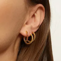 Cross-border S925 Silver Needle European And American Circle Multicolor Zircon Copper Ear Buckle main image 3