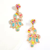 New Christmas Full Diamond Christmas Scepter Rhinestone Bow Earrings main image 4
