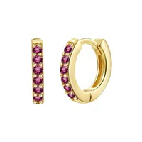 Cross-border Sterling Silver Needle Round Multi-color Ear Clip Ear Studs Simple Inlaid Zircon Personality Ins Geometric Trend Ear Buckle For Women sku image 3