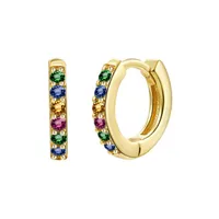 Cross-border Sterling Silver Needle Round Multi-color Ear Clip Ear Studs Simple Inlaid Zircon Personality Ins Geometric Trend Ear Buckle For Women sku image 8