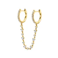 Cross-border Hot Selling Sterling Silver Needle One-piece Diamond Ear Chain Double Ring Ear Clip Fashion Trend Eardrop Earring Earrings For Women sku image 8