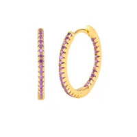 Cross-border S925 Silver Needle European And American Circle Multicolor Zircon Copper Ear Buckle sku image 4