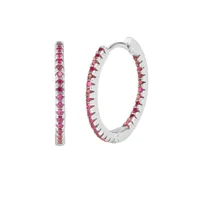 Cross-border S925 Silver Needle European And American Circle Multicolor Zircon Copper Ear Buckle sku image 7