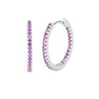 Cross-border S925 Silver Needle European And American Circle Multicolor Zircon Copper Ear Buckle sku image 8