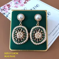 Retro Color Rhinestone Pearl Drip Glaze Gem Stitching Hit Color Earrings Jewelry Halloween Earrings sku image 1
