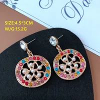 Retro Color Rhinestone Pearl Drip Glaze Gem Stitching Hit Color Earrings Jewelry Halloween Earrings sku image 4