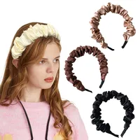 New Korean Satin Bubble Fold Headband Simple Solid Color Headband Wholesale main image 1