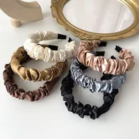 New Korean Satin Bubble Fold Headband Simple Solid Color Headband Wholesale main image 2