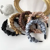 New Korean Satin Bubble Fold Headband Simple Solid Color Headband Wholesale main image 3