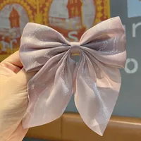 Pearl Satin Medium Bow Hairpin Back Head Hairpin Temperament Duckbill Clip Headdress sku image 5