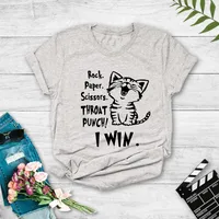 Creative Cartoon Cat Letter Printing Casual Short-sleeved T-shirt Women main image 4
