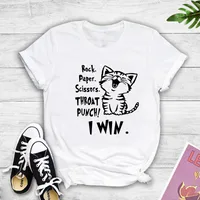 Creative Cartoon Cat Letter Printing Casual Short-sleeved T-shirt Women main image 3