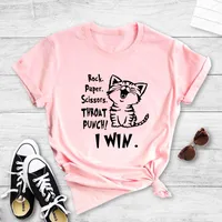 Creative Cartoon Cat Letter Printing Casual Short-sleeved T-shirt Women main image 2