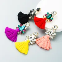 Bohemian Style Glass Diamond Diamond Trousers Tassel Earrings Personality Earrings main image 6