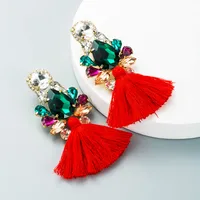 Bohemian Style Glass Diamond Diamond Trousers Tassel Earrings Personality Earrings main image 5