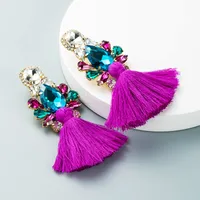 Bohemian Style Glass Diamond Diamond Trousers Tassel Earrings Personality Earrings main image 1