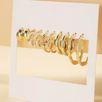 New Normcore Metal Earrings Suit 5 Pairs Of Creative Simple Gold Round Ring Earrings Inlaid Pearl Earrings main image 2