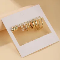 New Normcore Metal Earrings Suit 5 Pairs Of Creative Simple Gold Round Ring Earrings Inlaid Pearl Earrings main image 3