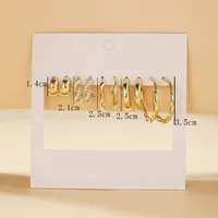 New Normcore Metal Earrings Suit 5 Pairs Of Creative Simple Gold Round Ring Earrings Inlaid Pearl Earrings main image 4