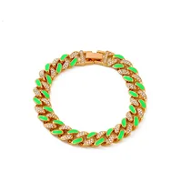 New Style Bracelet Color Thick Chain Bracelet Jewelry Hip-hop Diamond-studded Bracelet sku image 8