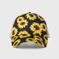 New Style Baseball Cap Men And Women Fashion Print Sunflower Mesh Hat main image 2