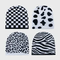 Autumn And Winter Warm Hat Female Fashion Retro Houndstooth Knitted Hat main image 1