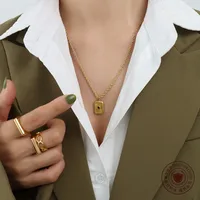 Wholesale Jewelry French Style Geometric 304 Stainless Steel 18K Gold Plated Plating Necklace main image 2