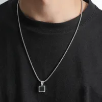 Personality Square Round Pendant Titanium Steel Necklace Wholesale main image 2