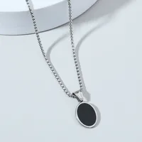Personality Square Round Pendant Titanium Steel Necklace Wholesale main image 3