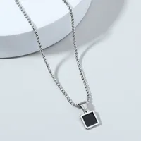 Personality Square Round Pendant Titanium Steel Necklace Wholesale main image 4