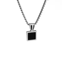 Personality Square Round Pendant Titanium Steel Necklace Wholesale main image 5